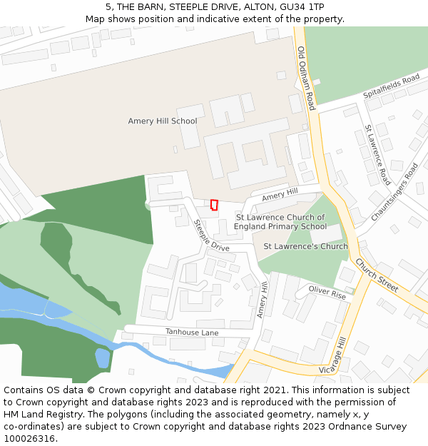 5, THE BARN, STEEPLE DRIVE, ALTON, GU34 1TP: Location map and indicative extent of plot
