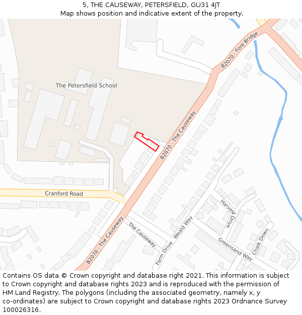 5, THE CAUSEWAY, PETERSFIELD, GU31 4JT: Location map and indicative extent of plot