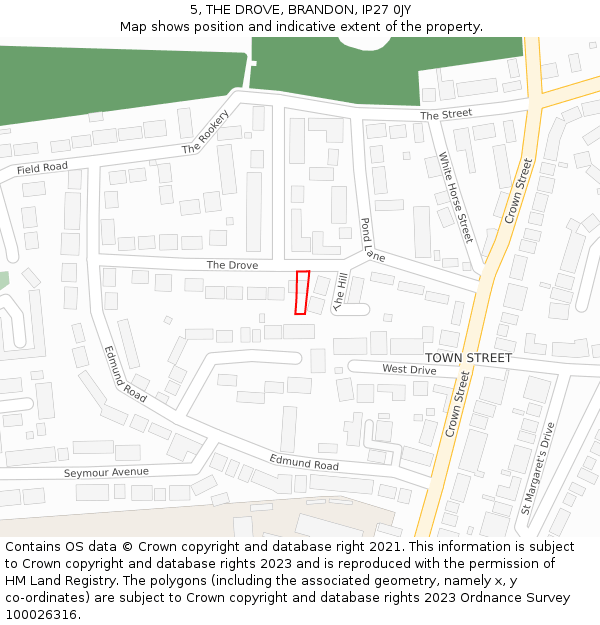 5, THE DROVE, BRANDON, IP27 0JY: Location map and indicative extent of plot