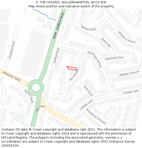 5, THE HOLMES, WOLVERHAMPTON, WV10 6NF: Location map and indicative extent of plot