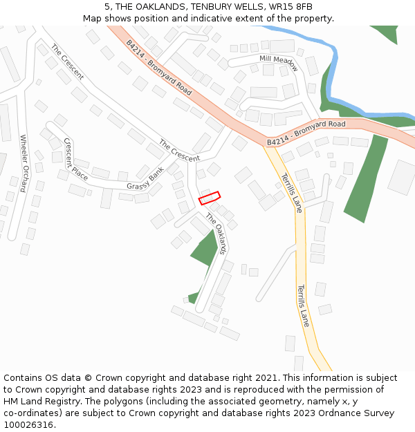 5, THE OAKLANDS, TENBURY WELLS, WR15 8FB: Location map and indicative extent of plot