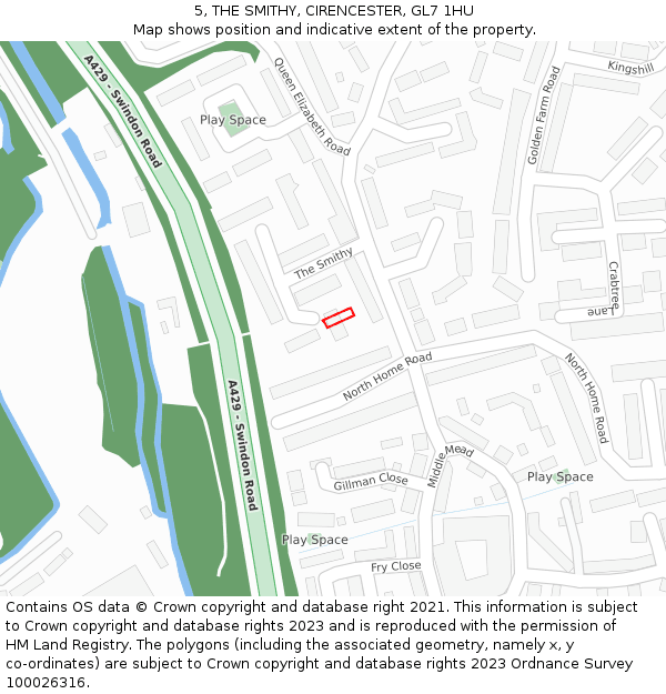 5, THE SMITHY, CIRENCESTER, GL7 1HU: Location map and indicative extent of plot