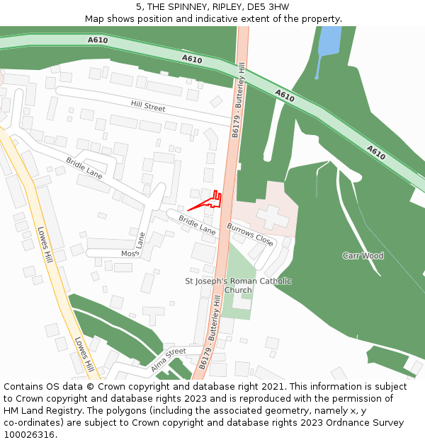 5, THE SPINNEY, RIPLEY, DE5 3HW: Location map and indicative extent of plot