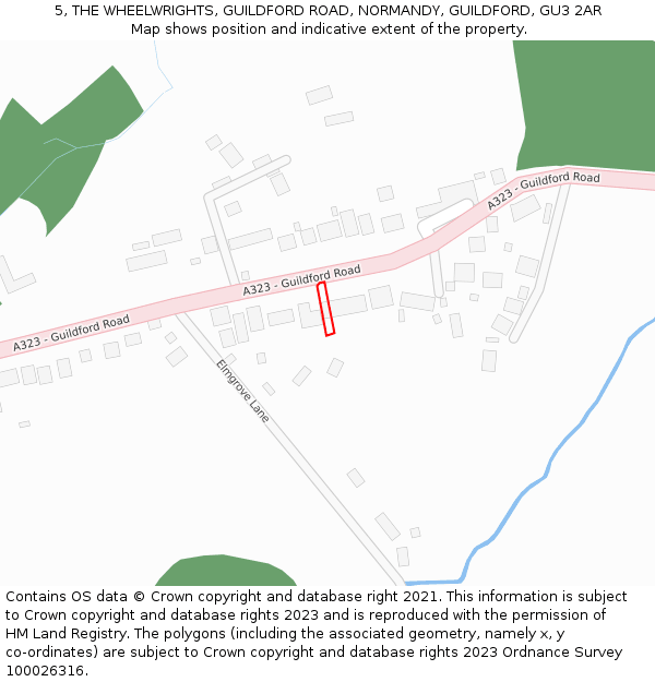 5, THE WHEELWRIGHTS, GUILDFORD ROAD, NORMANDY, GUILDFORD, GU3 2AR: Location map and indicative extent of plot