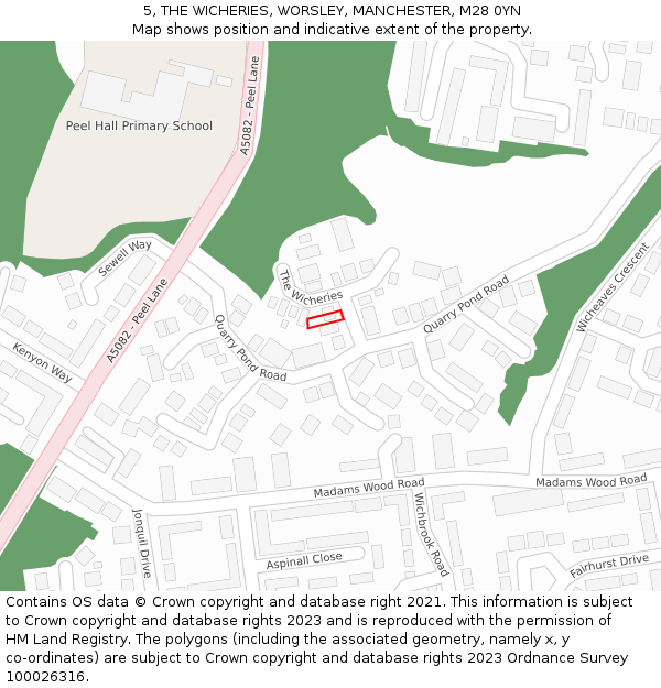 5, THE WICHERIES, WORSLEY, MANCHESTER, M28 0YN: Location map and indicative extent of plot
