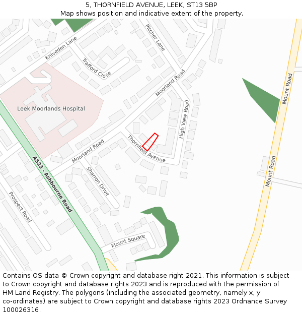 5, THORNFIELD AVENUE, LEEK, ST13 5BP: Location map and indicative extent of plot