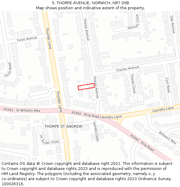 5, THORPE AVENUE, NORWICH, NR7 0XB: Location map and indicative extent of plot