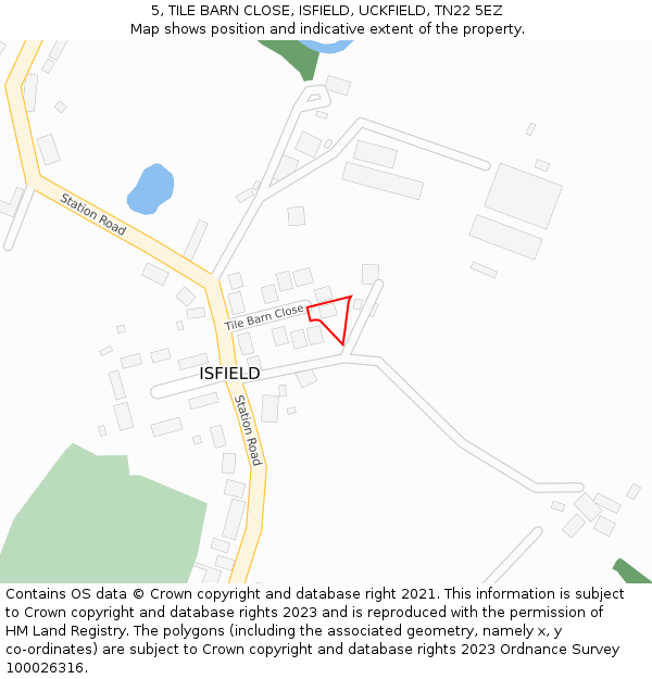 5, TILE BARN CLOSE, ISFIELD, UCKFIELD, TN22 5EZ: Location map and indicative extent of plot