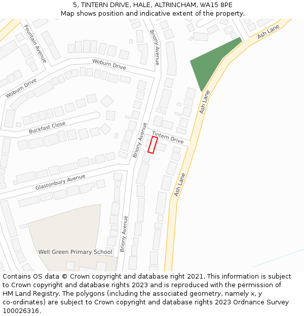 5, TINTERN DRIVE, HALE, ALTRINCHAM, WA15 8PE: Location map and indicative extent of plot
