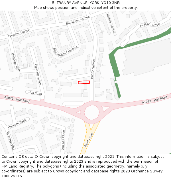 5, TRANBY AVENUE, YORK, YO10 3NB: Location map and indicative extent of plot