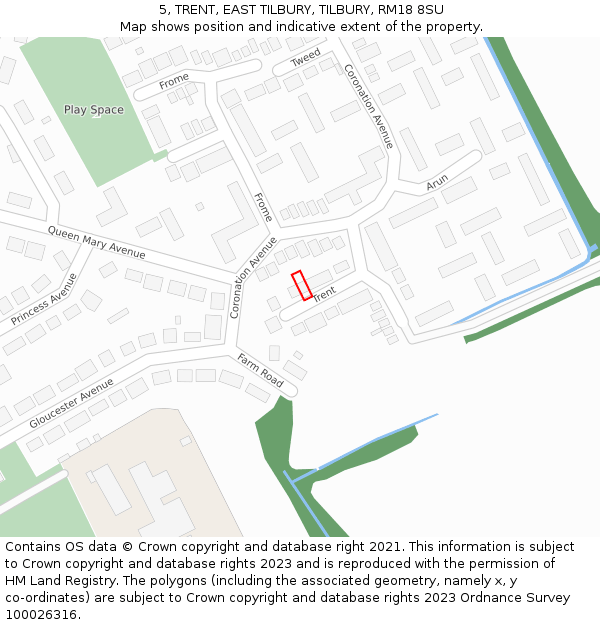 5, TRENT, EAST TILBURY, TILBURY, RM18 8SU: Location map and indicative extent of plot