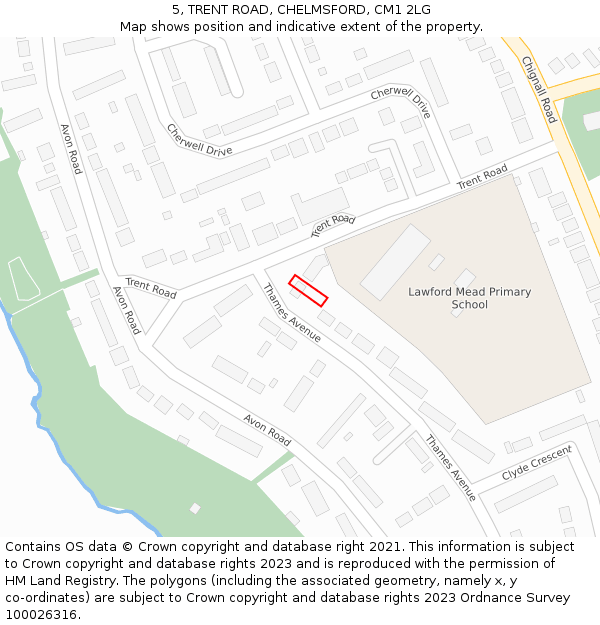 5, TRENT ROAD, CHELMSFORD, CM1 2LG: Location map and indicative extent of plot