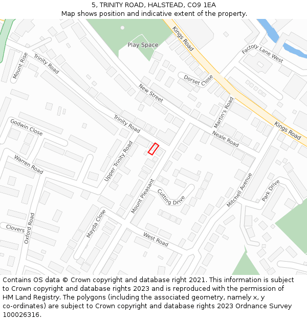 5, TRINITY ROAD, HALSTEAD, CO9 1EA: Location map and indicative extent of plot
