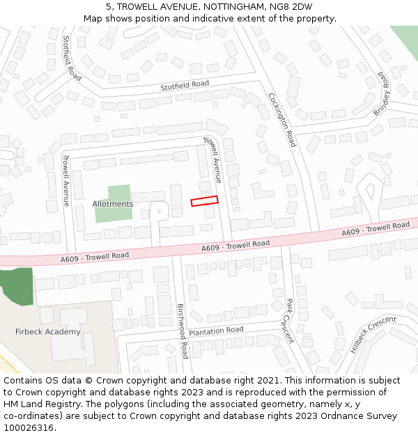 5, TROWELL AVENUE, NOTTINGHAM, NG8 2DW: Location map and indicative extent of plot