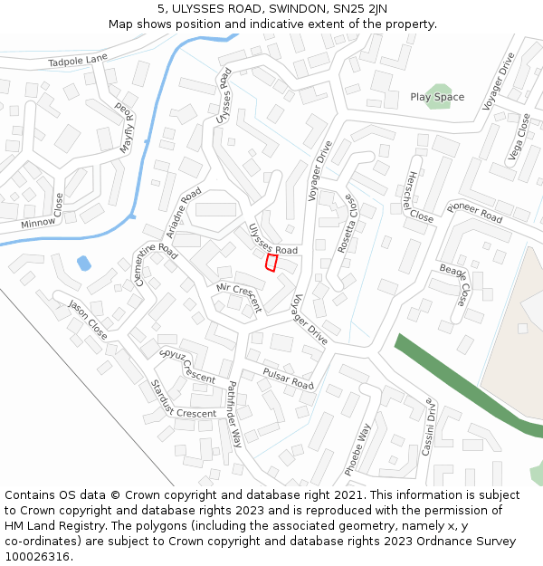 5, ULYSSES ROAD, SWINDON, SN25 2JN: Location map and indicative extent of plot