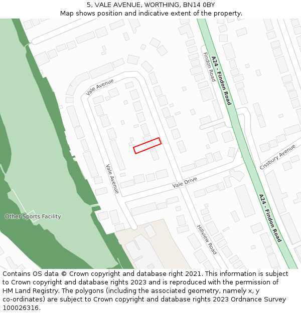 5, VALE AVENUE, WORTHING, BN14 0BY: Location map and indicative extent of plot
