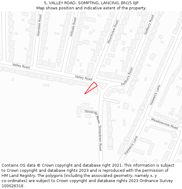 5, VALLEY ROAD, SOMPTING, LANCING, BN15 0JP: Location map and indicative extent of plot