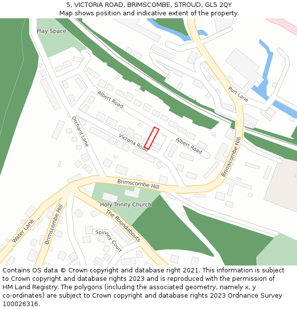 5, VICTORIA ROAD, BRIMSCOMBE, STROUD, GL5 2QY: Location map and indicative extent of plot