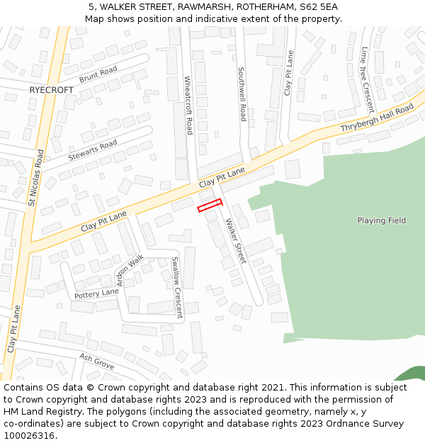 5, WALKER STREET, RAWMARSH, ROTHERHAM, S62 5EA: Location map and indicative extent of plot