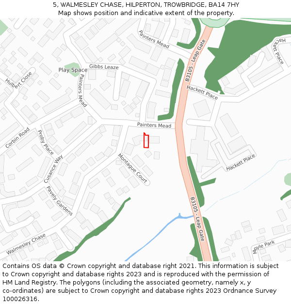 5, WALMESLEY CHASE, HILPERTON, TROWBRIDGE, BA14 7HY: Location map and indicative extent of plot