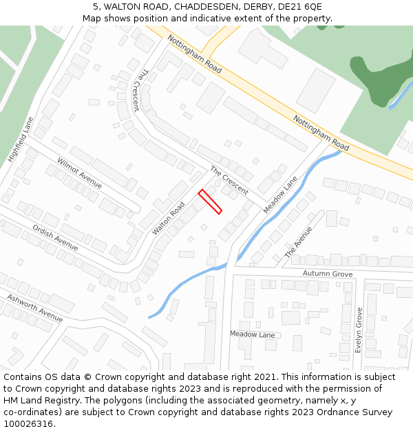 5, WALTON ROAD, CHADDESDEN, DERBY, DE21 6QE: Location map and indicative extent of plot