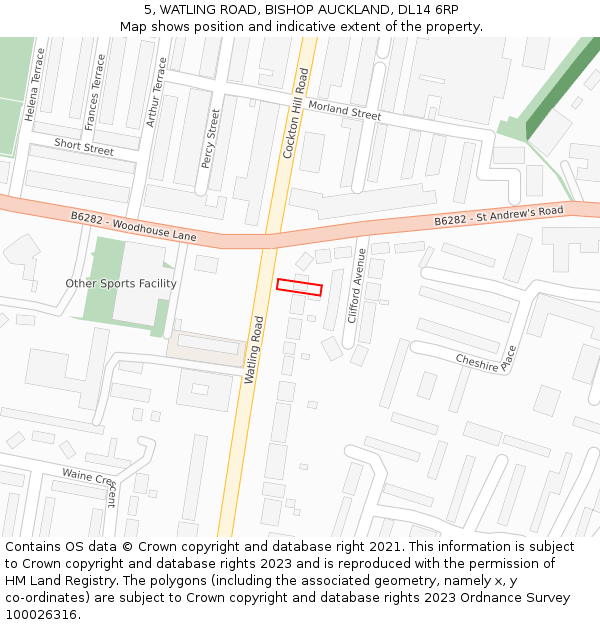 5, WATLING ROAD, BISHOP AUCKLAND, DL14 6RP: Location map and indicative extent of plot