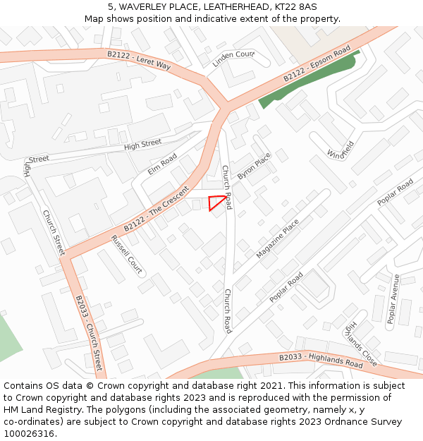 5, WAVERLEY PLACE, LEATHERHEAD, KT22 8AS: Location map and indicative extent of plot