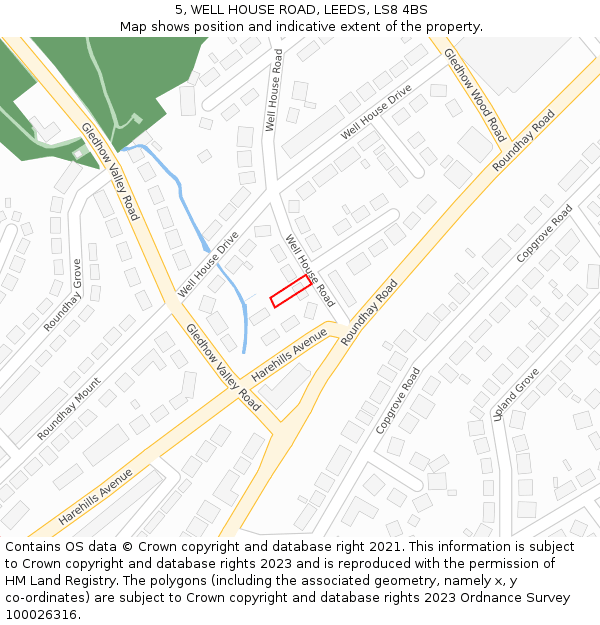 5, WELL HOUSE ROAD, LEEDS, LS8 4BS: Location map and indicative extent of plot