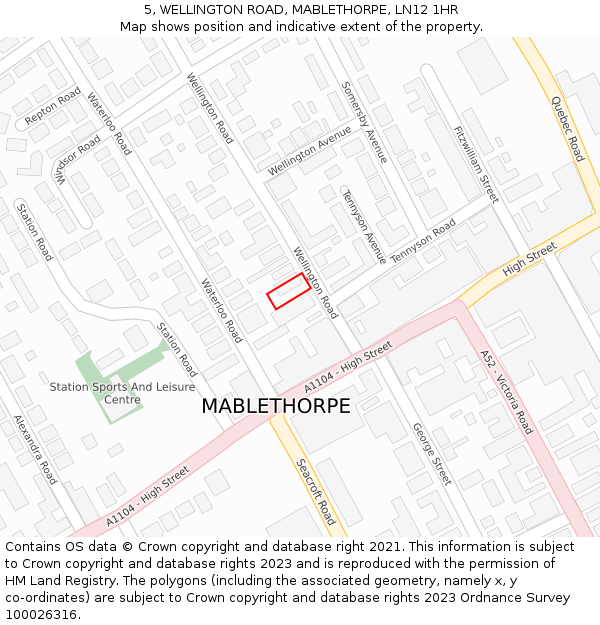 5, WELLINGTON ROAD, MABLETHORPE, LN12 1HR: Location map and indicative extent of plot