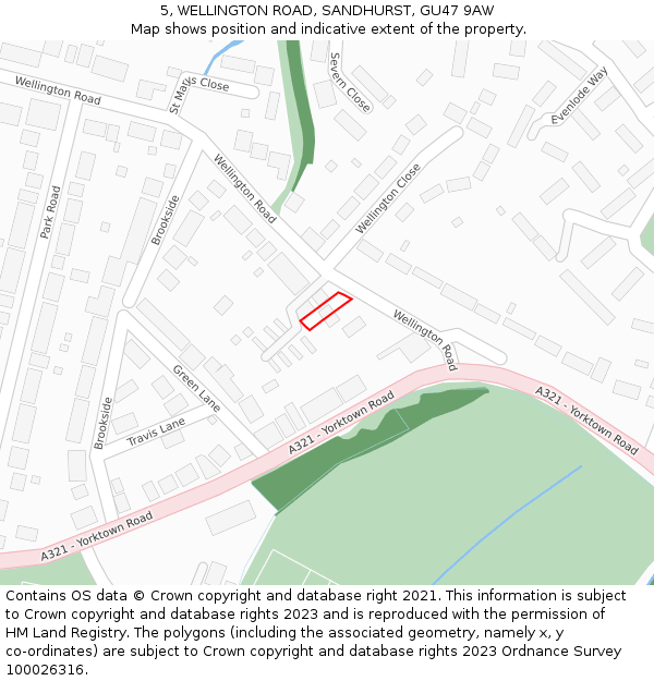 5, WELLINGTON ROAD, SANDHURST, GU47 9AW: Location map and indicative extent of plot