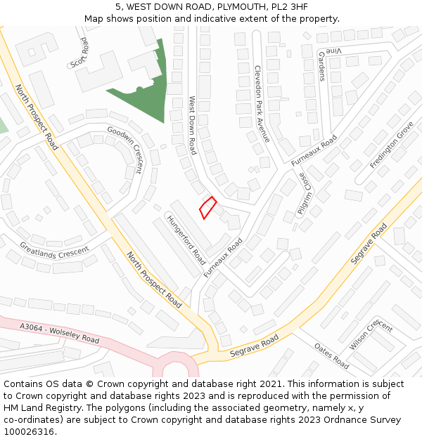 5, WEST DOWN ROAD, PLYMOUTH, PL2 3HF: Location map and indicative extent of plot