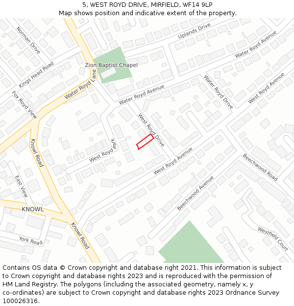 5, WEST ROYD DRIVE, MIRFIELD, WF14 9LP: Location map and indicative extent of plot