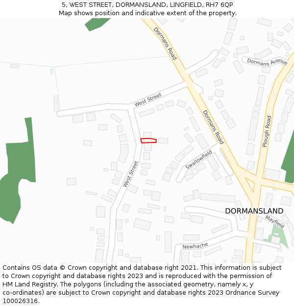 5, WEST STREET, DORMANSLAND, LINGFIELD, RH7 6QP: Location map and indicative extent of plot
