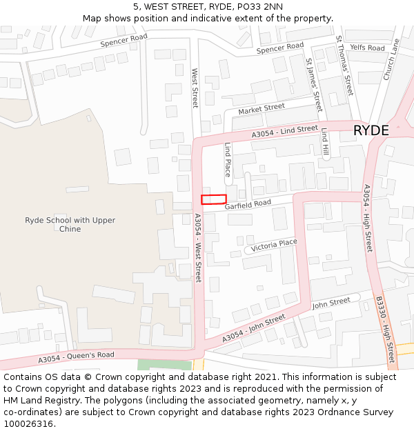 5, WEST STREET, RYDE, PO33 2NN: Location map and indicative extent of plot