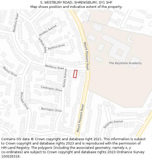 5, WESTBURY ROAD, SHREWSBURY, SY1 3HF: Location map and indicative extent of plot