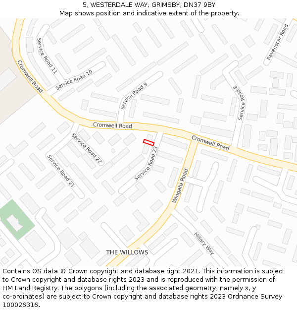 5, WESTERDALE WAY, GRIMSBY, DN37 9BY: Location map and indicative extent of plot