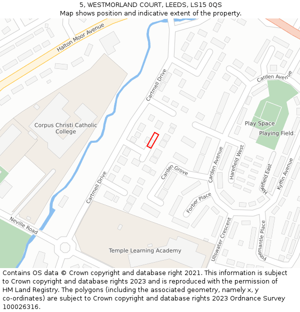 5, WESTMORLAND COURT, LEEDS, LS15 0QS: Location map and indicative extent of plot