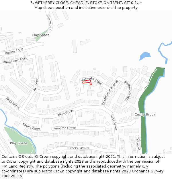 5, WETHERBY CLOSE, CHEADLE, STOKE-ON-TRENT, ST10 1UH: Location map and indicative extent of plot