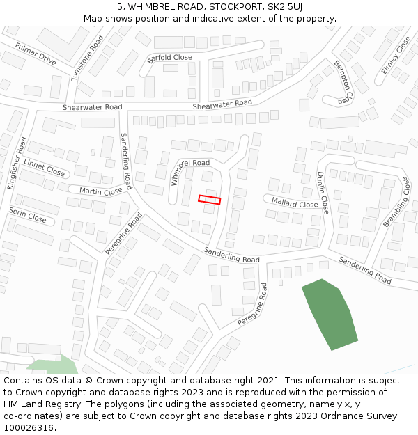 5, WHIMBREL ROAD, STOCKPORT, SK2 5UJ: Location map and indicative extent of plot