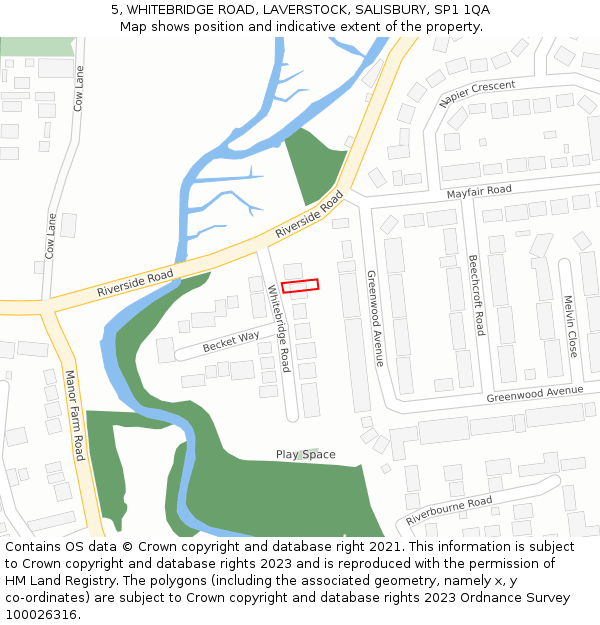 5, WHITEBRIDGE ROAD, LAVERSTOCK, SALISBURY, SP1 1QA: Location map and indicative extent of plot