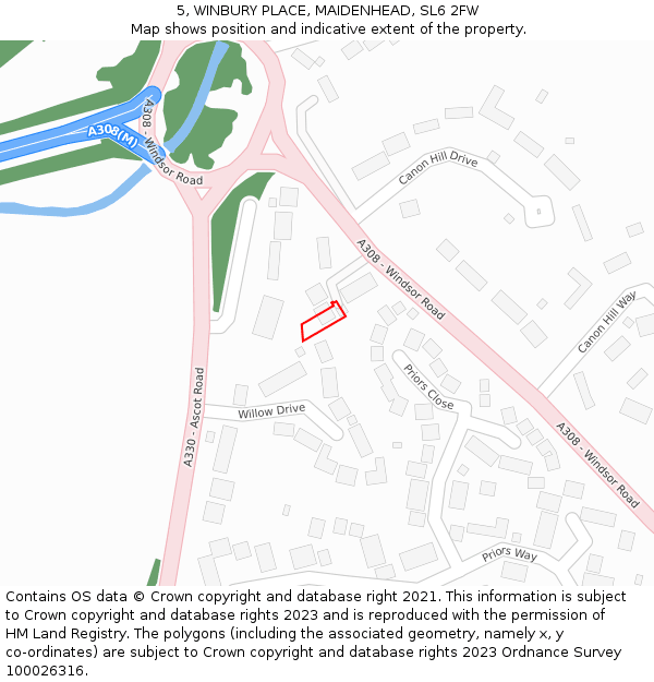 5, WINBURY PLACE, MAIDENHEAD, SL6 2FW: Location map and indicative extent of plot