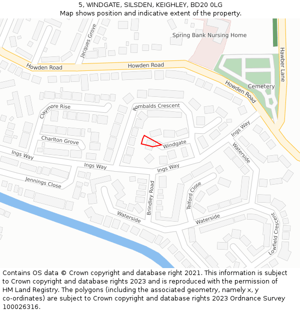 5, WINDGATE, SILSDEN, KEIGHLEY, BD20 0LG: Location map and indicative extent of plot