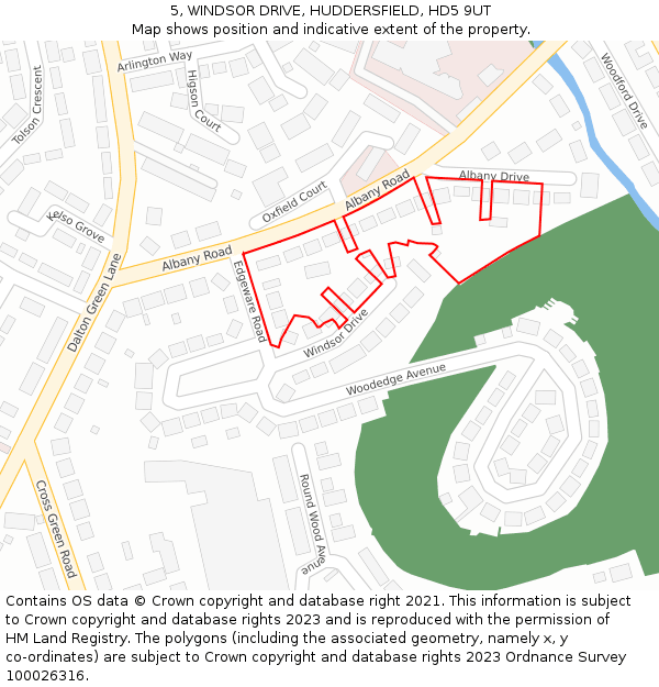 5, WINDSOR DRIVE, HUDDERSFIELD, HD5 9UT: Location map and indicative extent of plot