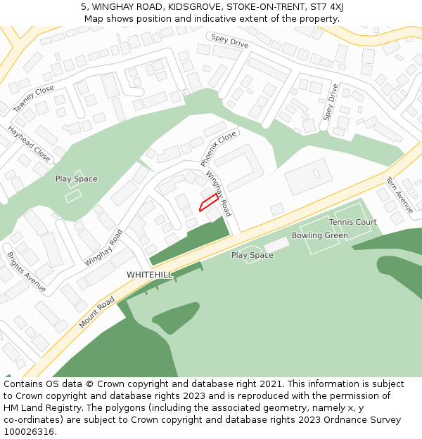 5, WINGHAY ROAD, KIDSGROVE, STOKE-ON-TRENT, ST7 4XJ: Location map and indicative extent of plot