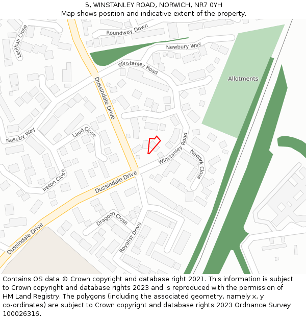 5, WINSTANLEY ROAD, NORWICH, NR7 0YH: Location map and indicative extent of plot