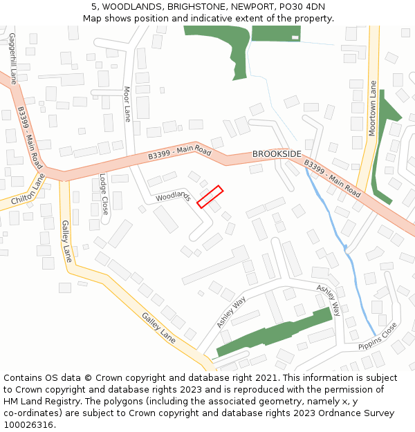 5, WOODLANDS, BRIGHSTONE, NEWPORT, PO30 4DN: Location map and indicative extent of plot