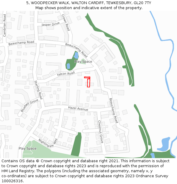 5, WOODPECKER WALK, WALTON CARDIFF, TEWKESBURY, GL20 7TY: Location map and indicative extent of plot