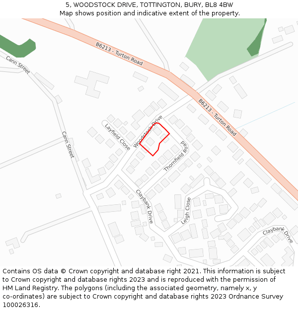 5, WOODSTOCK DRIVE, TOTTINGTON, BURY, BL8 4BW: Location map and indicative extent of plot
