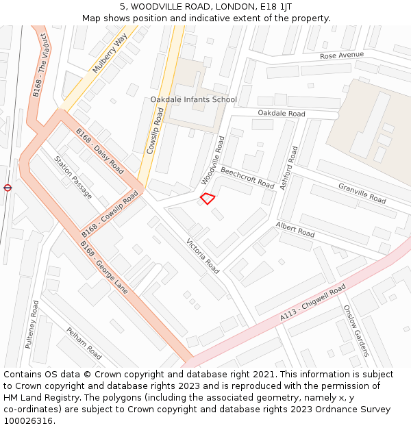 5, WOODVILLE ROAD, LONDON, E18 1JT: Location map and indicative extent of plot