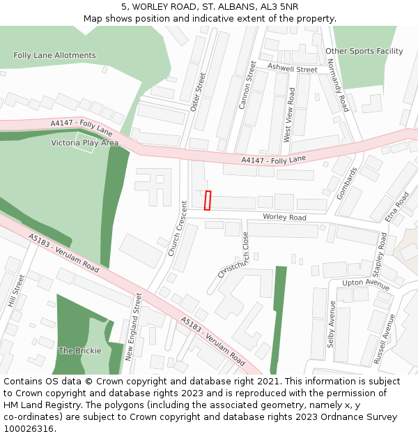 5, WORLEY ROAD, ST. ALBANS, AL3 5NR: Location map and indicative extent of plot
